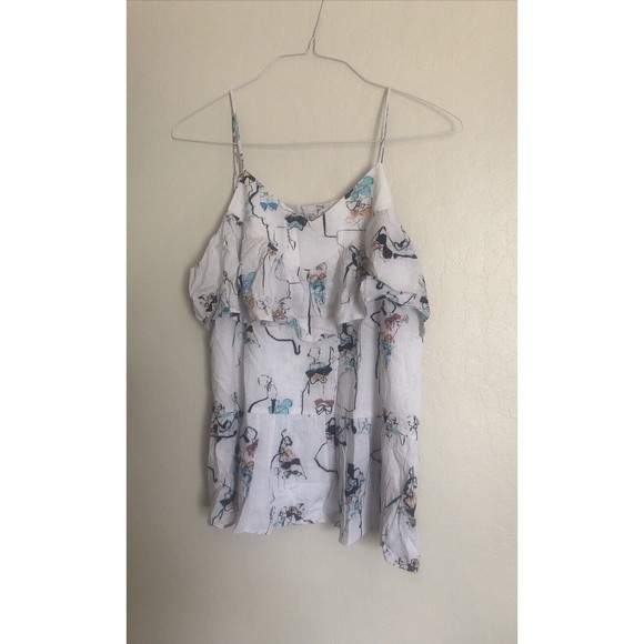 Doe & Rae Ruffled Patterned Tank Size Large - Picture 2 of 10